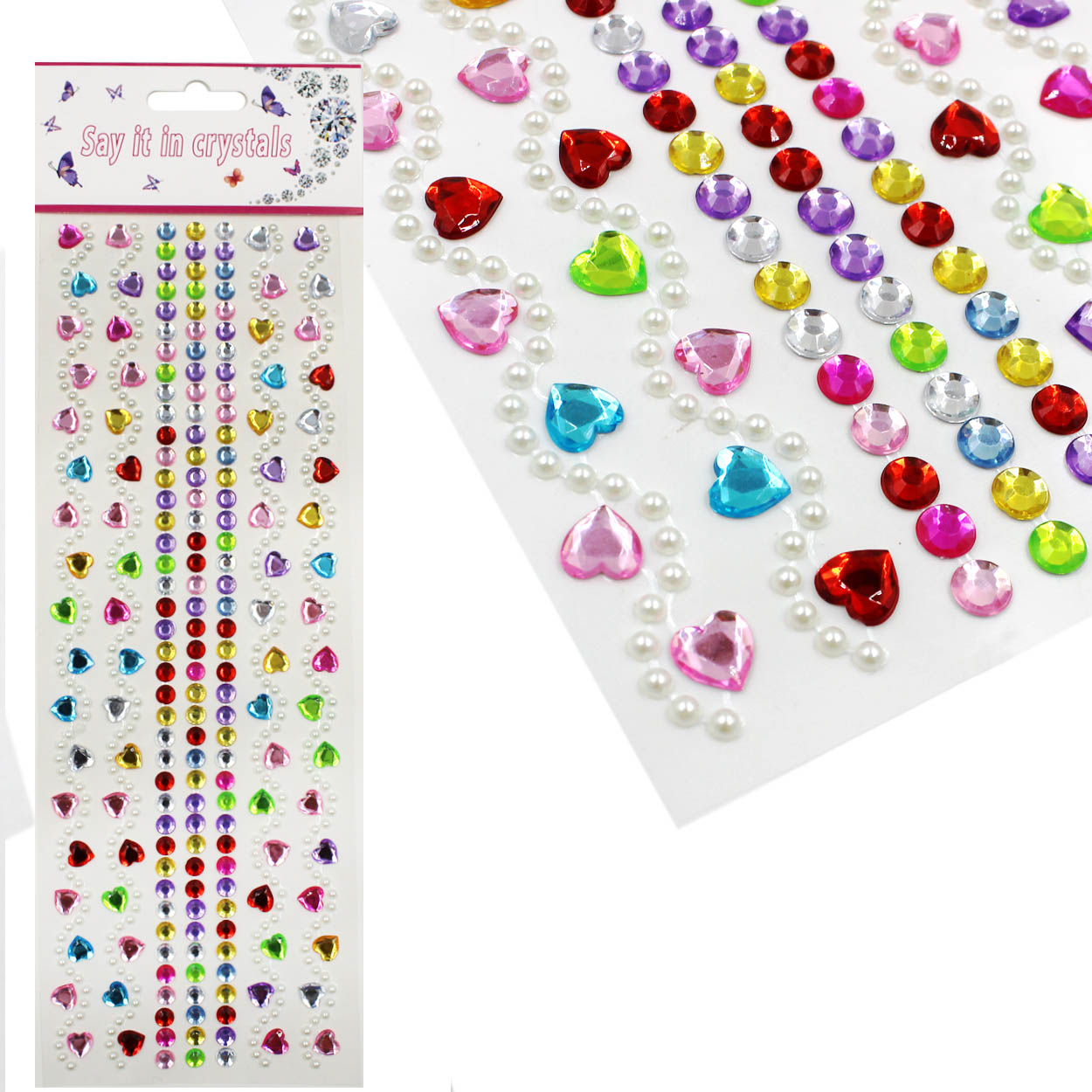 Стразы клеевые акриловые Realtex №4 (блистер) (516шт) цв.MIX