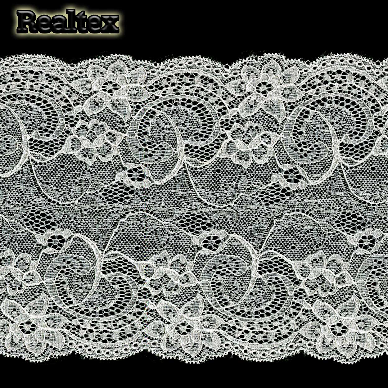 Кружево стрейч Реалтекс 180мм XD 822-18 (15м) цв.светло-молочный