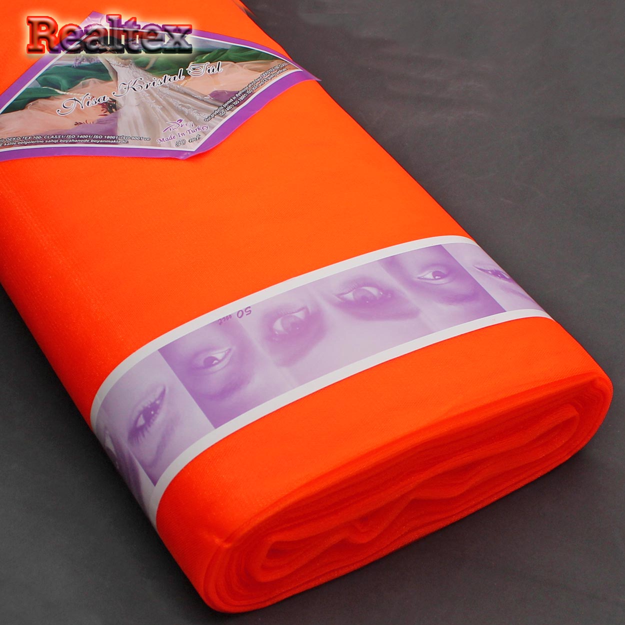 Фатин K.TRM шир.300см блестящий средней жёсткости (50м) цв.59 оранжевый неон