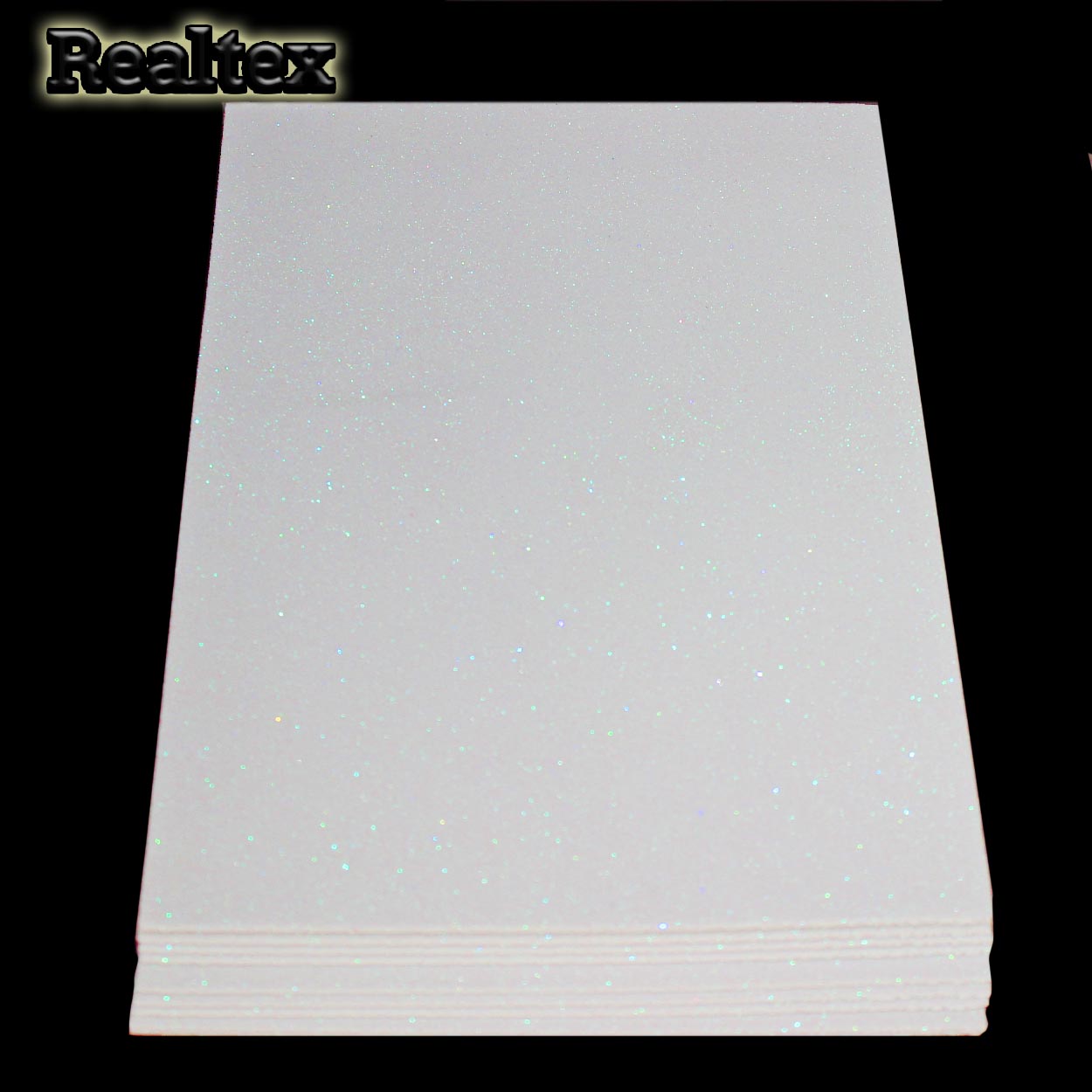 Фоамиран глиттерный Realtex 2мм цв.R10 белый АВ