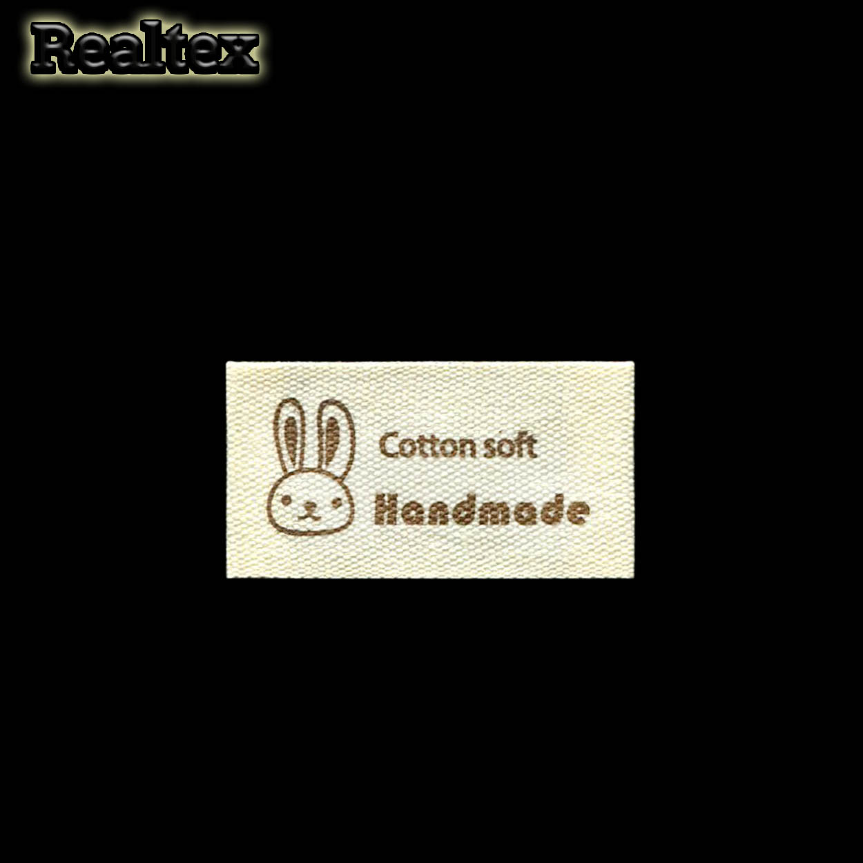 Бирка пришивная ткань Realtex №27 "HandMade" (25шт) цв.суровый/коричевый