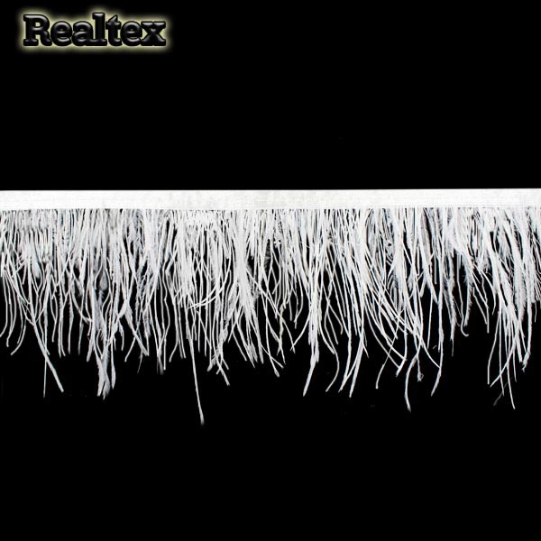 Перья на ленте Realtex Страус шир.10см цв.белый