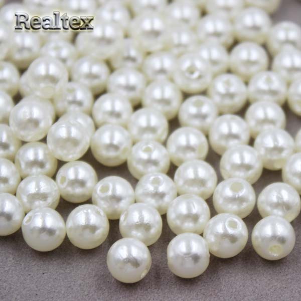 Бусины пластик Realtex 8мм Premium (500гр) цв.молочный