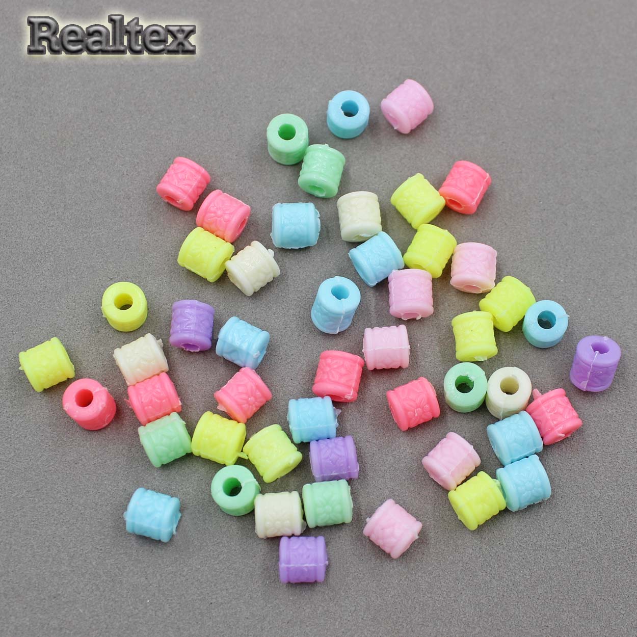 Бусины пластик Реалтекс Боченок с рисунком (500гр) цв.mix