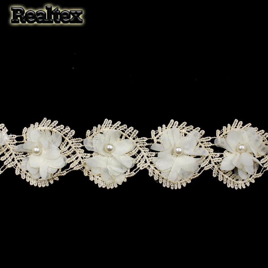 Кружево Realtex объемное 3D 55мм TJ-D217  Realtex цв.бежевый