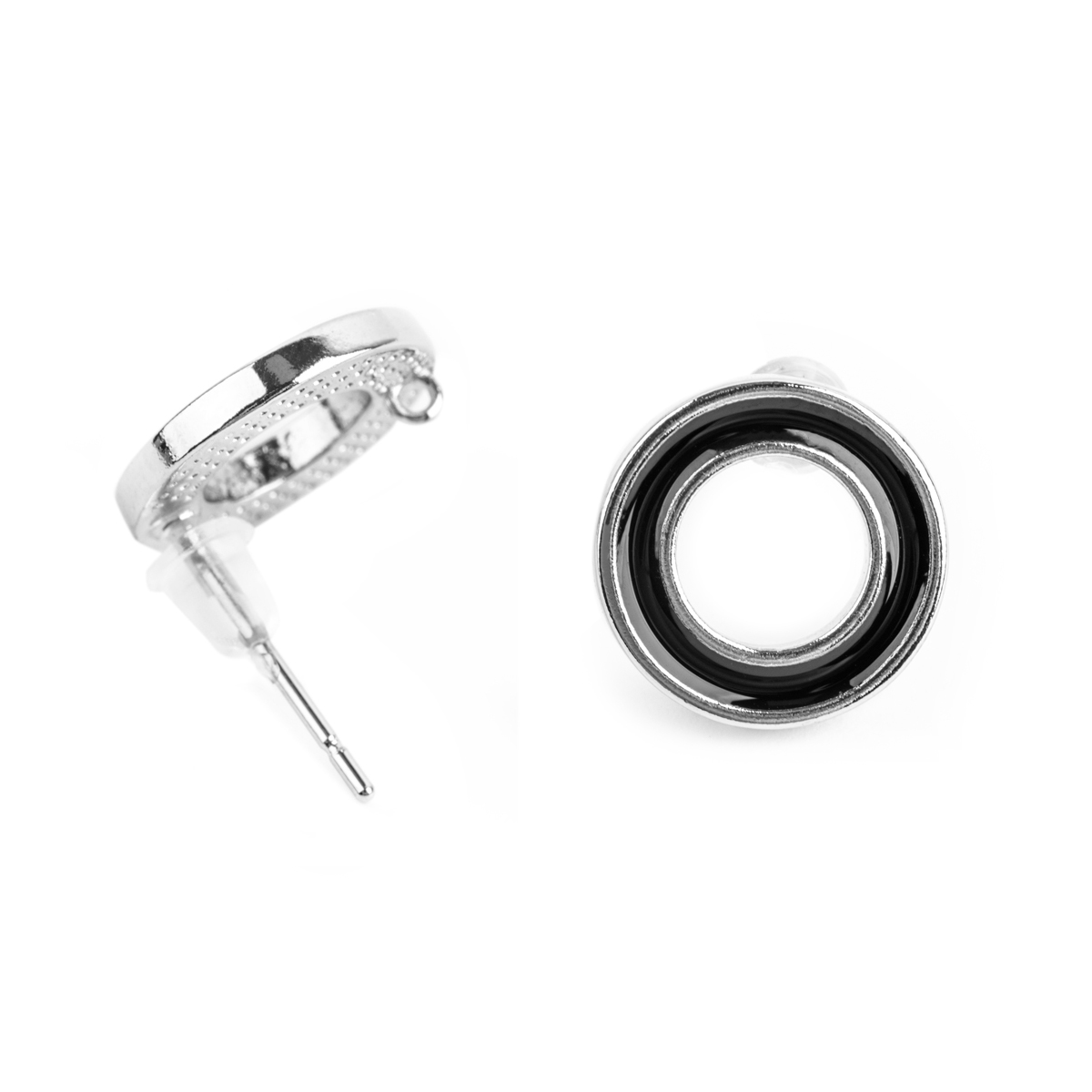 Швензы для серег "Zlatka" FMK-H13 (2шт) цв.02 серебро/чёрный