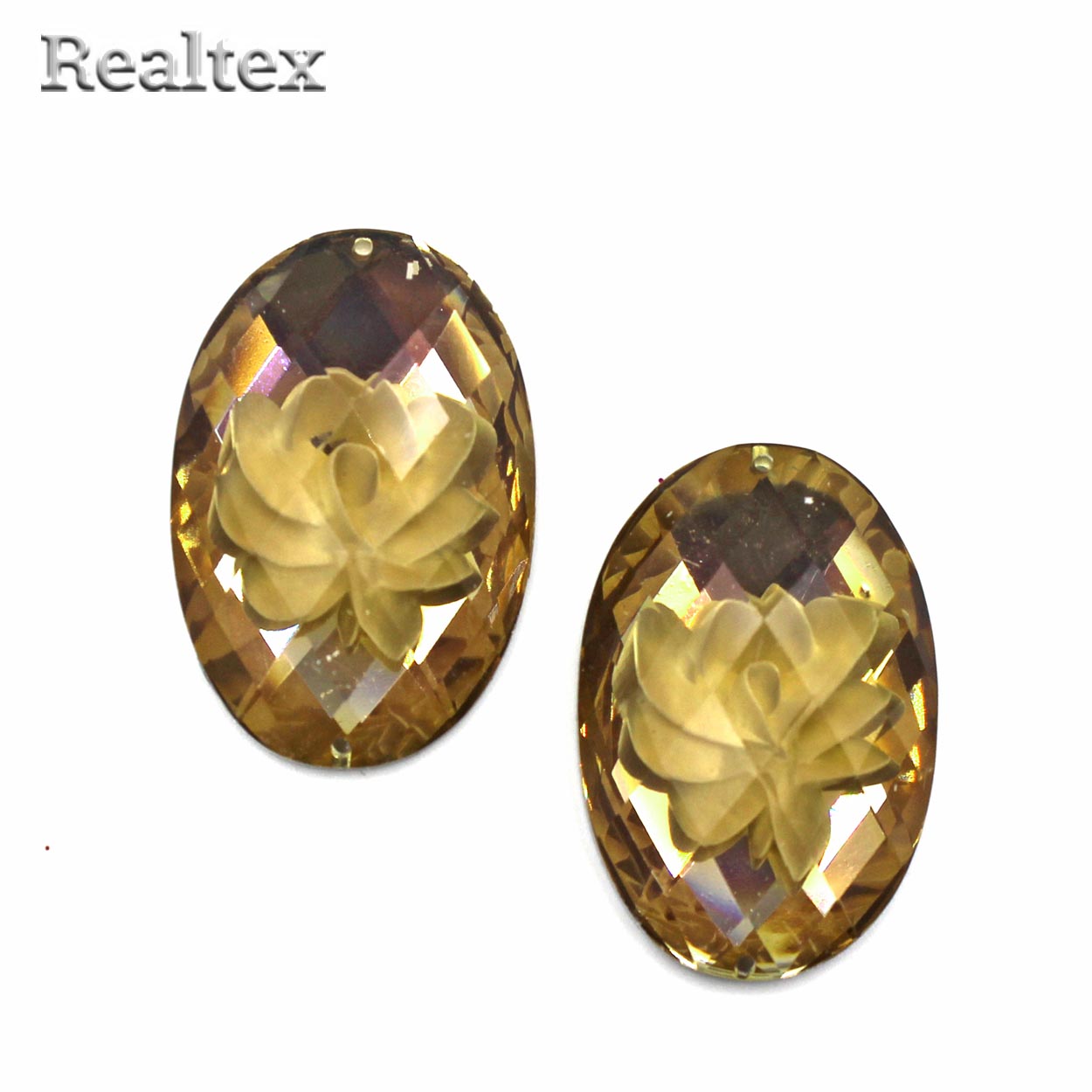 Стразы пластиковые пришивные AB-4 большие цв.бежевый 