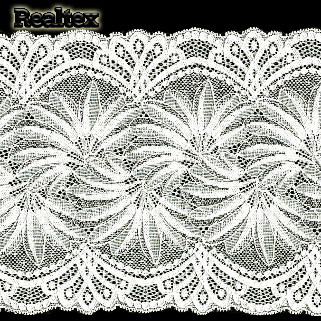 Кружево стрейч 185мм TBY 40039 цв.004 сумрачно-белый