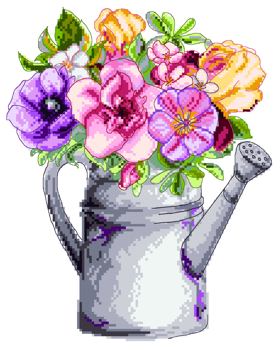 Рисунок на канве МП №1903 "Букет в лейке" 28х37см