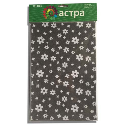 Фетр с рисунком 1мм "Цветочки" YF 690 (10шт) цв.коричневый