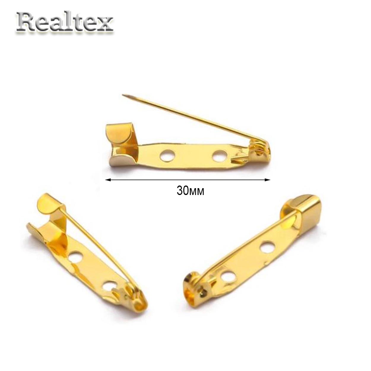 Заготовка для броши Реалтекс прямоугольная 30мм цв.золото