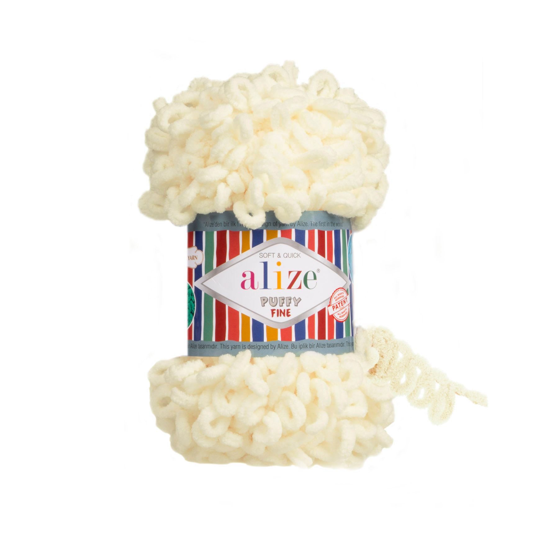 Пряжа Alize "Puffy Fine" (100гр) цв.062 молочный