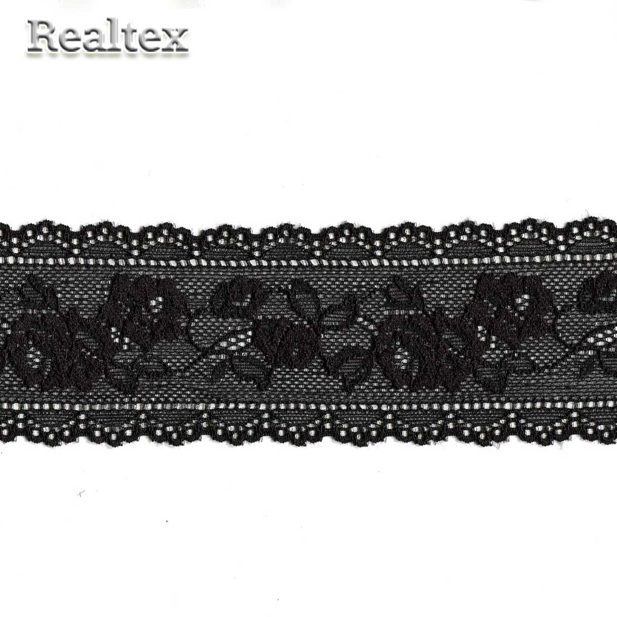 Кружево стрейч Реалтекс  60мм SY 3012 (20м) цв.черный
