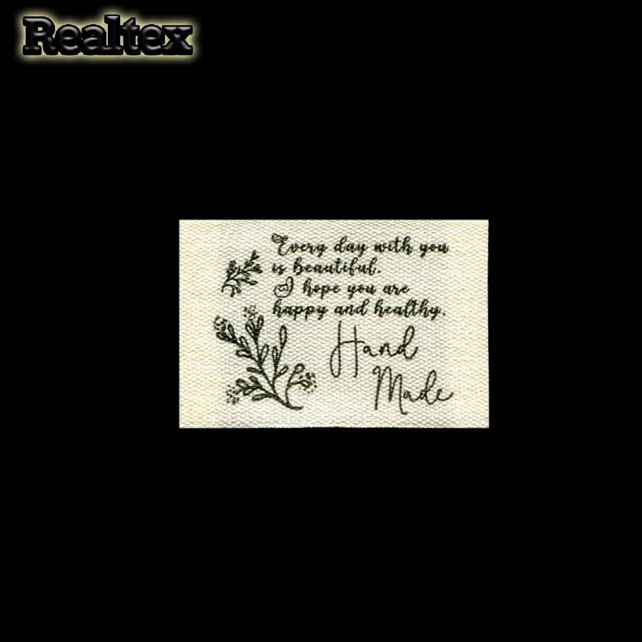 Бирка пришивная ткань Realtex №59 "HandMade" (25шт) цв.суровый