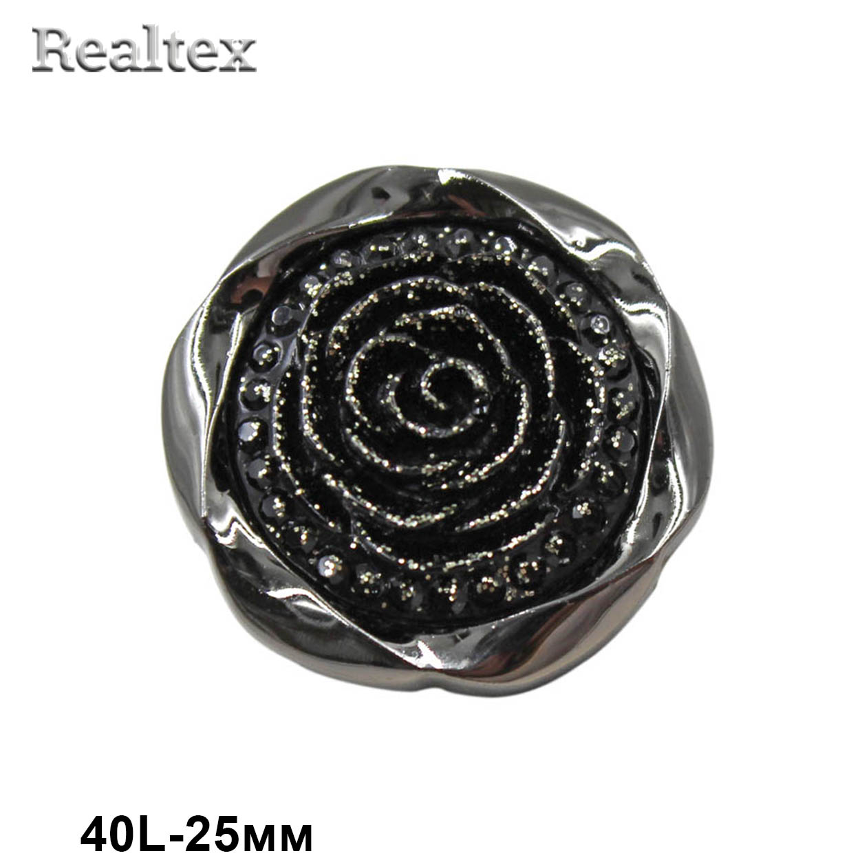 Пуговицы VB  1 40L (10шт) цв.черный/темный никель