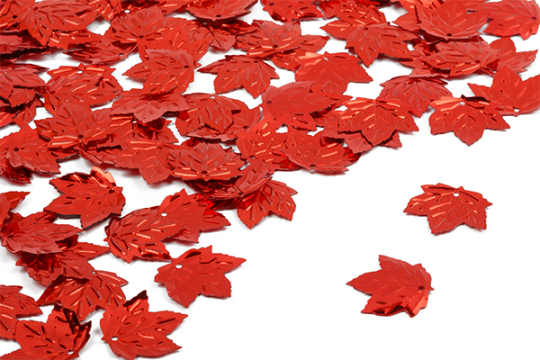 Пайетки россыпью TBY-FLK639 лист кленовый (50гр) цв.003 красный