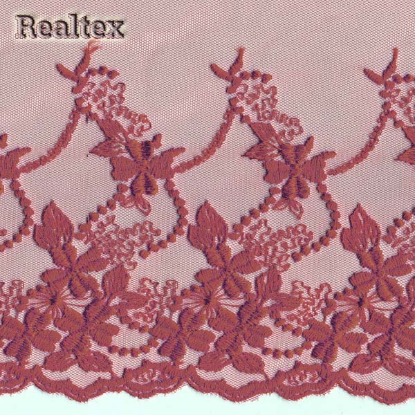 Кружево на сетке 185мм 45-4034 цв.776 брусника