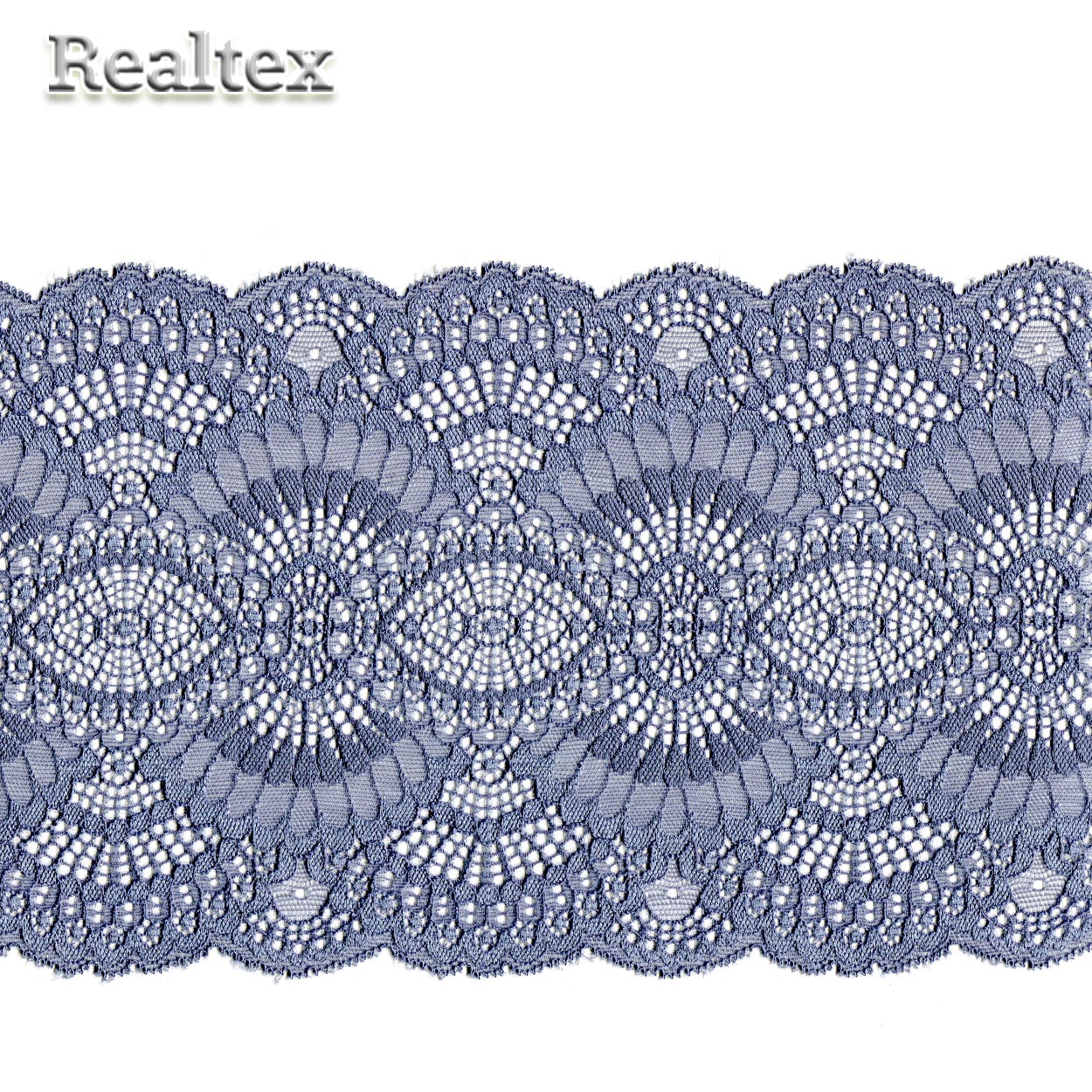 Кружево стрейч 195мм TBY 30239 цв.1005 серый кремень