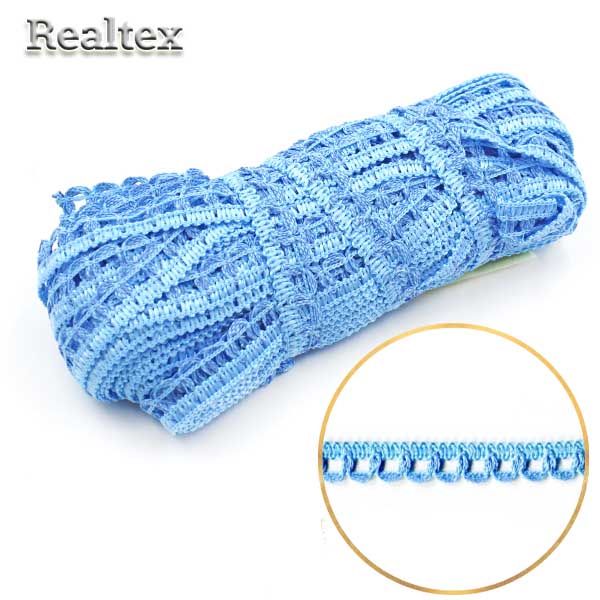 Тесьма вязанная отделочная с3805г17 14мм (25м) цв.голубой