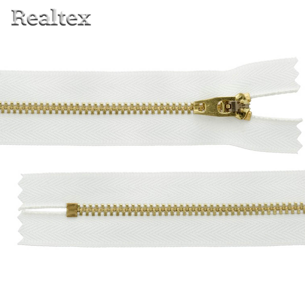 Молнии джинсовые JIN 4L латунь 16см Т.4 неразъёмная №1 цв.101 белый