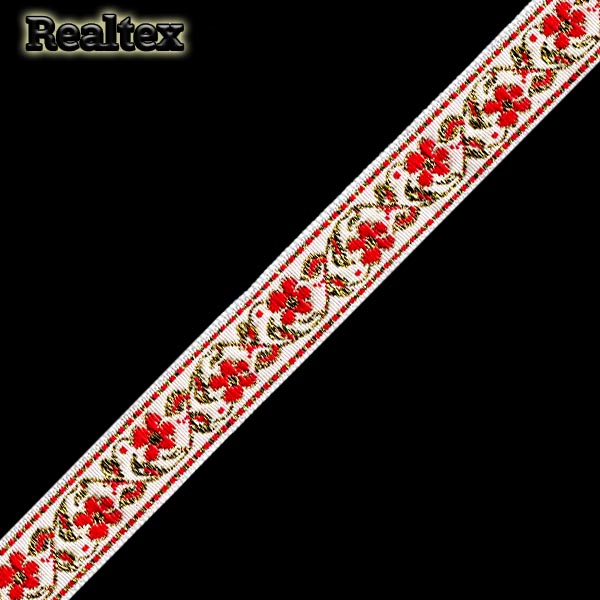 Тесьма жакардовая 18мм с1856г17рис.9599 "в" (10м) цв.молочный/золото