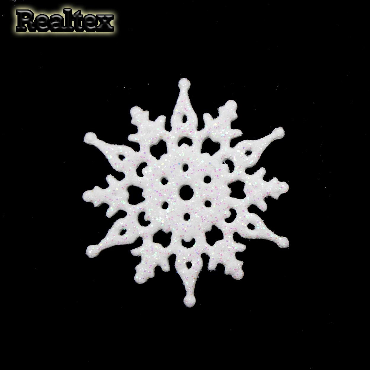 Набор 15 "Снежинки" из глиттерного фоамирана 35мм (10 шт) цв.белый