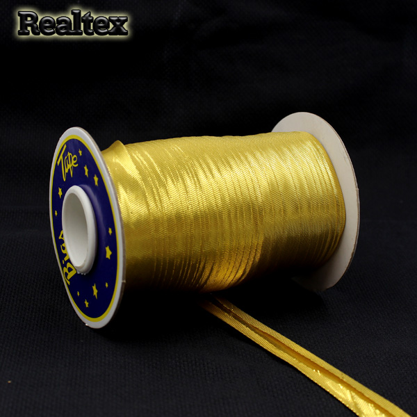  Косая бейка металлизированная Реалтекс (65,8м) цв.золото