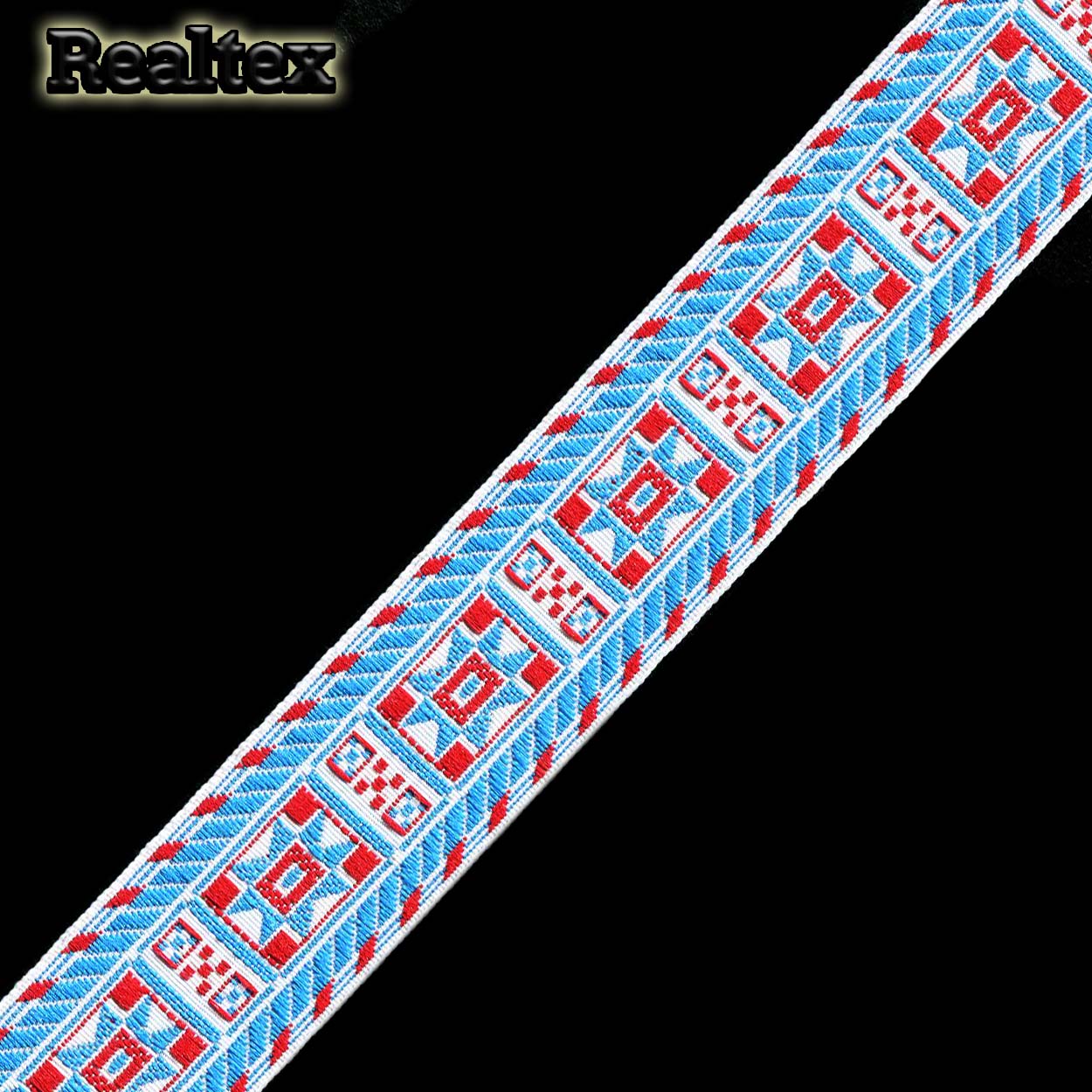 Тесьма жакардовая 32мм с1853г17 рис.7669 (50м) цв.белый/синий/красный