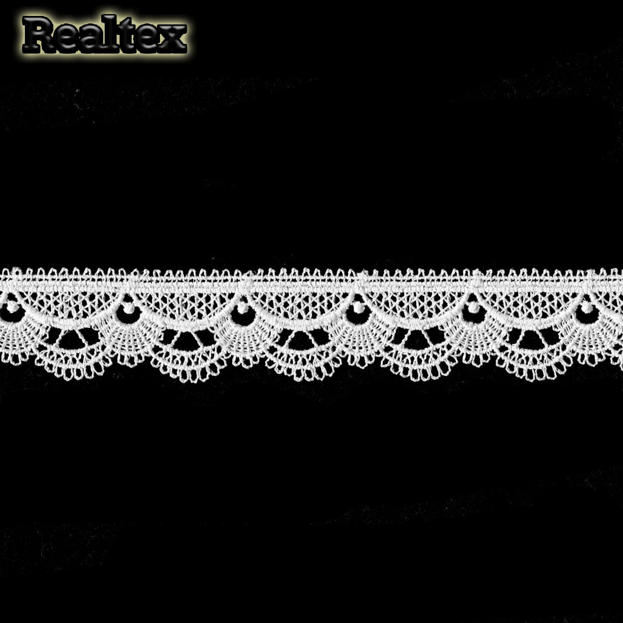 Кружево  гипюр  Realtex  25мм Z-3597 (13,7м) цв.белый  