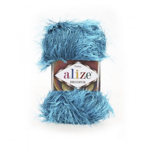 Пряжа Alize "Decofur" (100гр) цв.1375 бирюза/черный