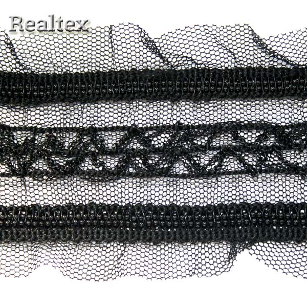 Тесьма-рюша CTZ 9571 60мм цв.черный