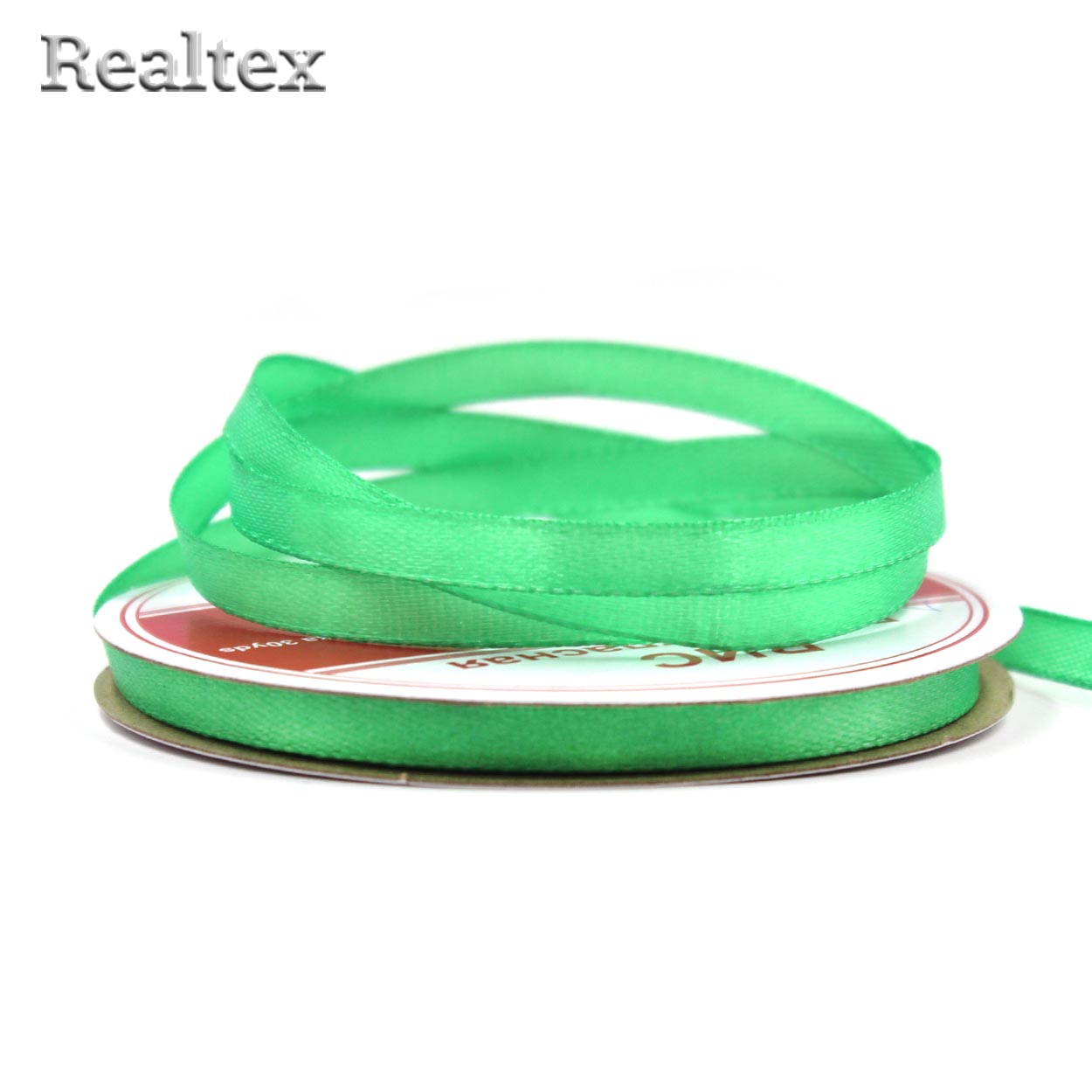 Лента атласная 6мм Realtex (27,4м) цв.051 св.зеленый