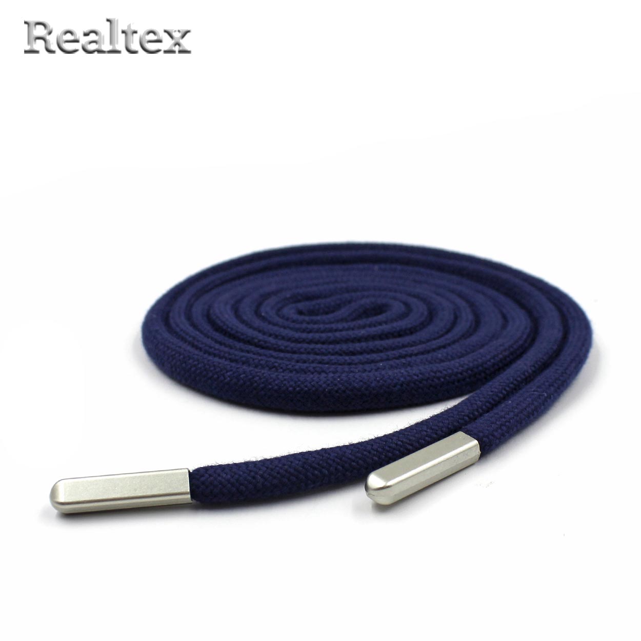 Шнур с наконечниками Realtex R- 8 круглый однотонный шир.6мм дл.140см (10шт) цв.синий