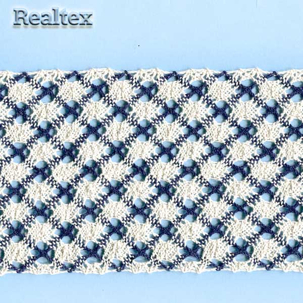 Кружево вязаное 100мм 100.01.151 (25м) цв.суровый/темно-синий  