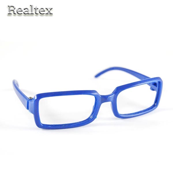 Очки без стекла прямоугольные пластик 26287 9см для игрушек цв.синий