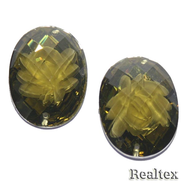 Стразы пластиковые пришивные AB-4 большие цв.хаки 