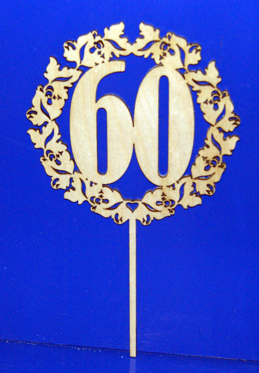 Заготовка для декорирования деревянная Топпер "60" 15*26см