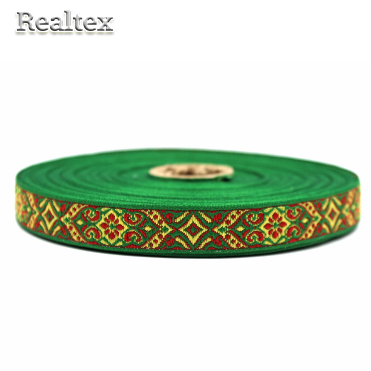 Тесьма жакардовая 18мм с1851г17 рис.9188 (25м) цв.зеленый