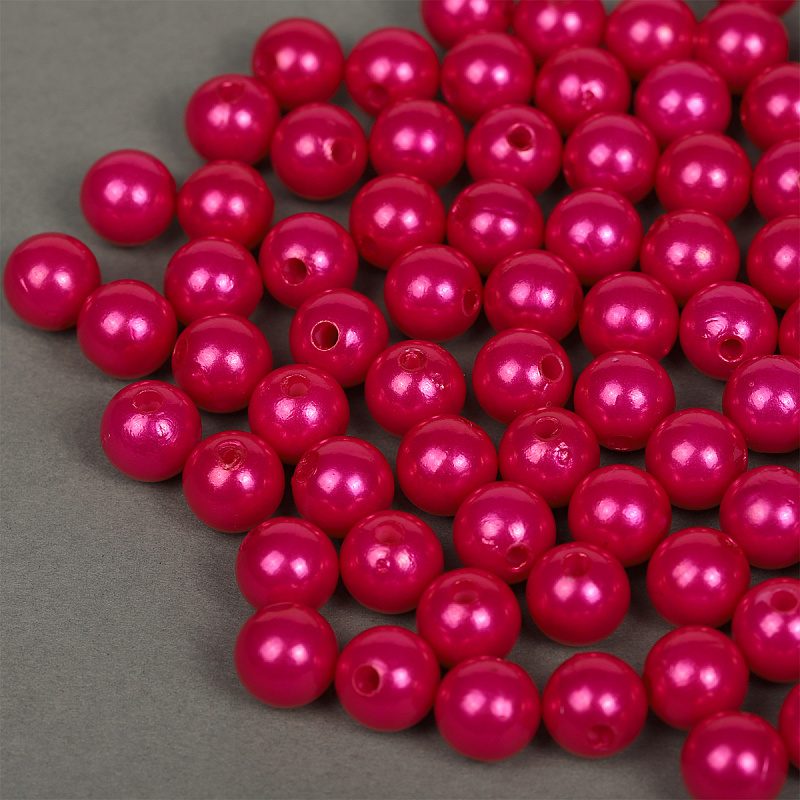 Бусины пластик Реалтекс 12мм под жемчуг (100гр) цв.014 малина