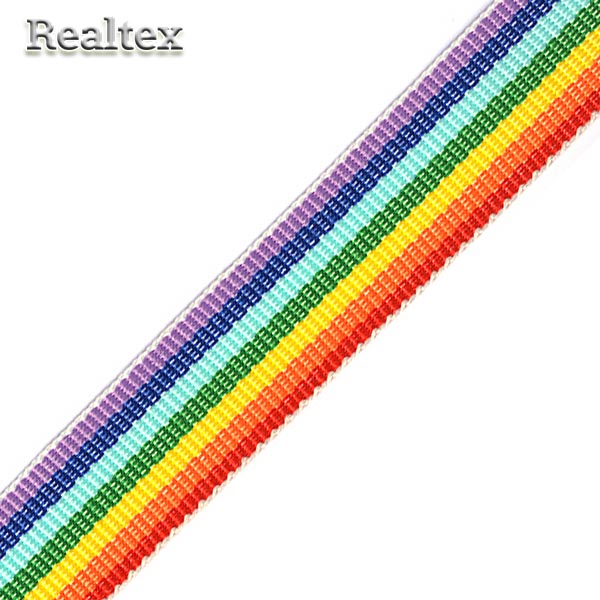 Тесьма лампасная неэластичная Рубчик NET1025 25мм цв.радуга