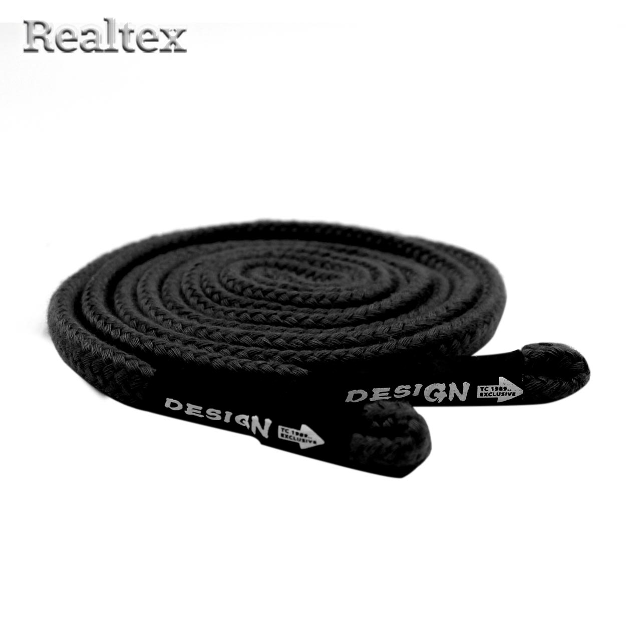 Шнур с наконечниками Realtex R- 6 круглый с наконечником Desigh шир.8мм дл.140см (10шт) цв.черный