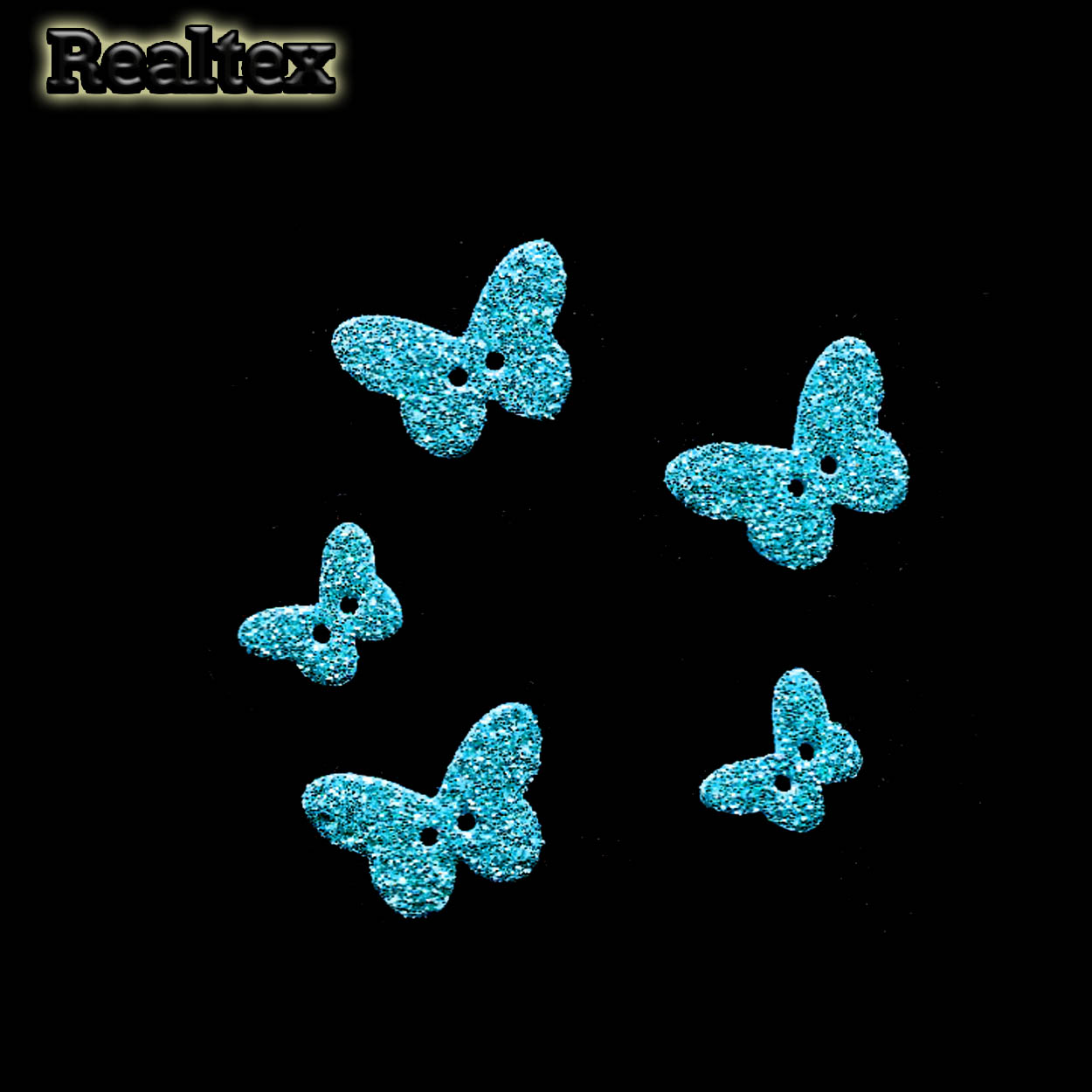 Набор "Бабочки" ассорти из глиттерного фоамирана (20 шт) цв.бирюза