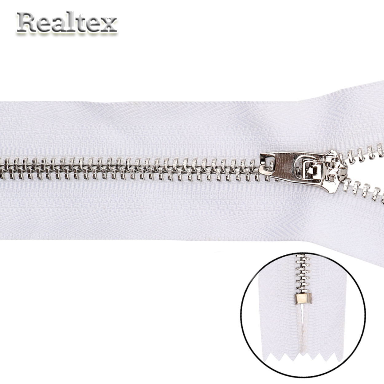 Молнии джинсовые Т.4 18см Б неразъёмная цв.никель/501 белый