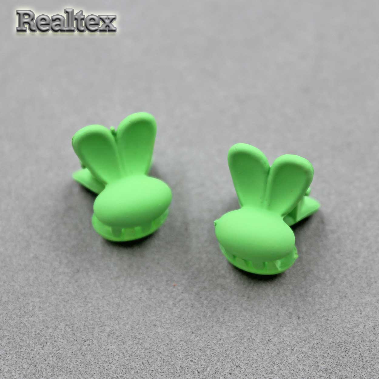 Заколка-краб мини 29552 "Зайка" (2шт) цв.светло-зелёный