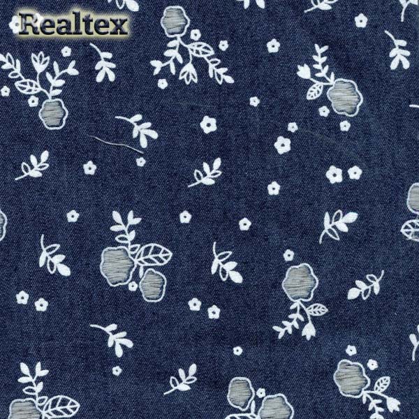 Ткань джинс FD "Букет-2" 25997 цв.тёмно-синий