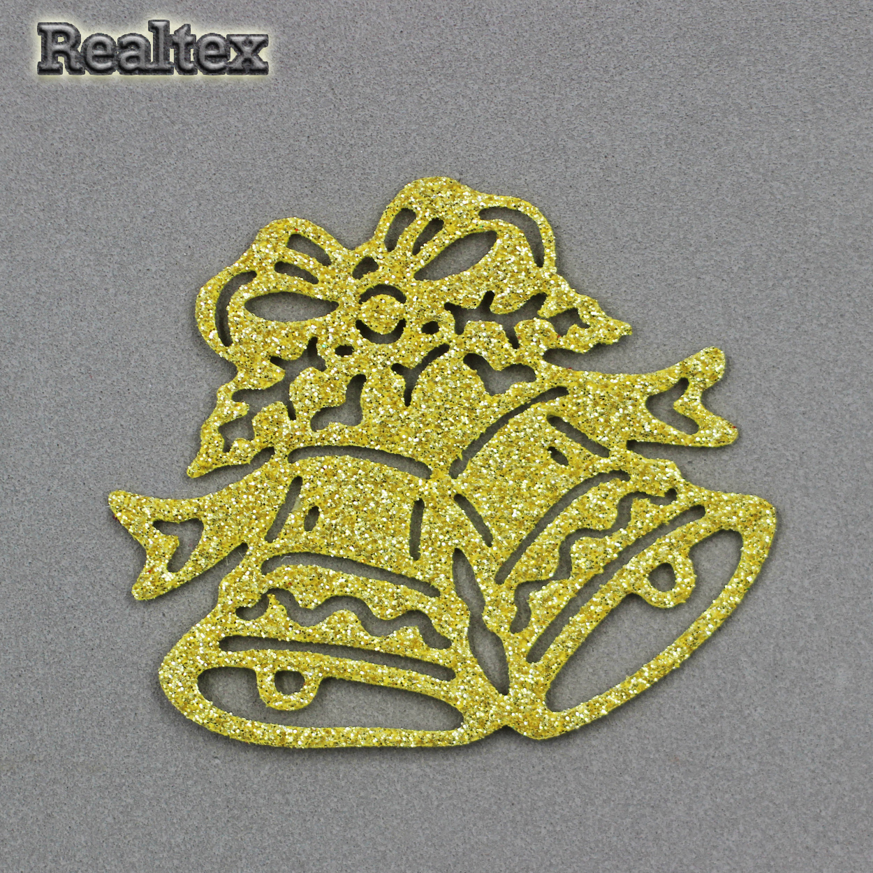 Набор "Колокольчики" из глиттерного фоамирана 65*70мм (3 шт) цв.золото