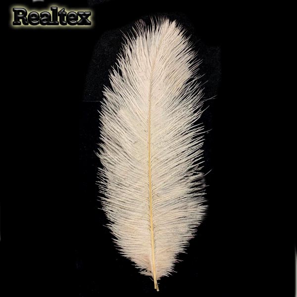 Перо Realtex Страуса 25-30 см цв.бежево-розовый