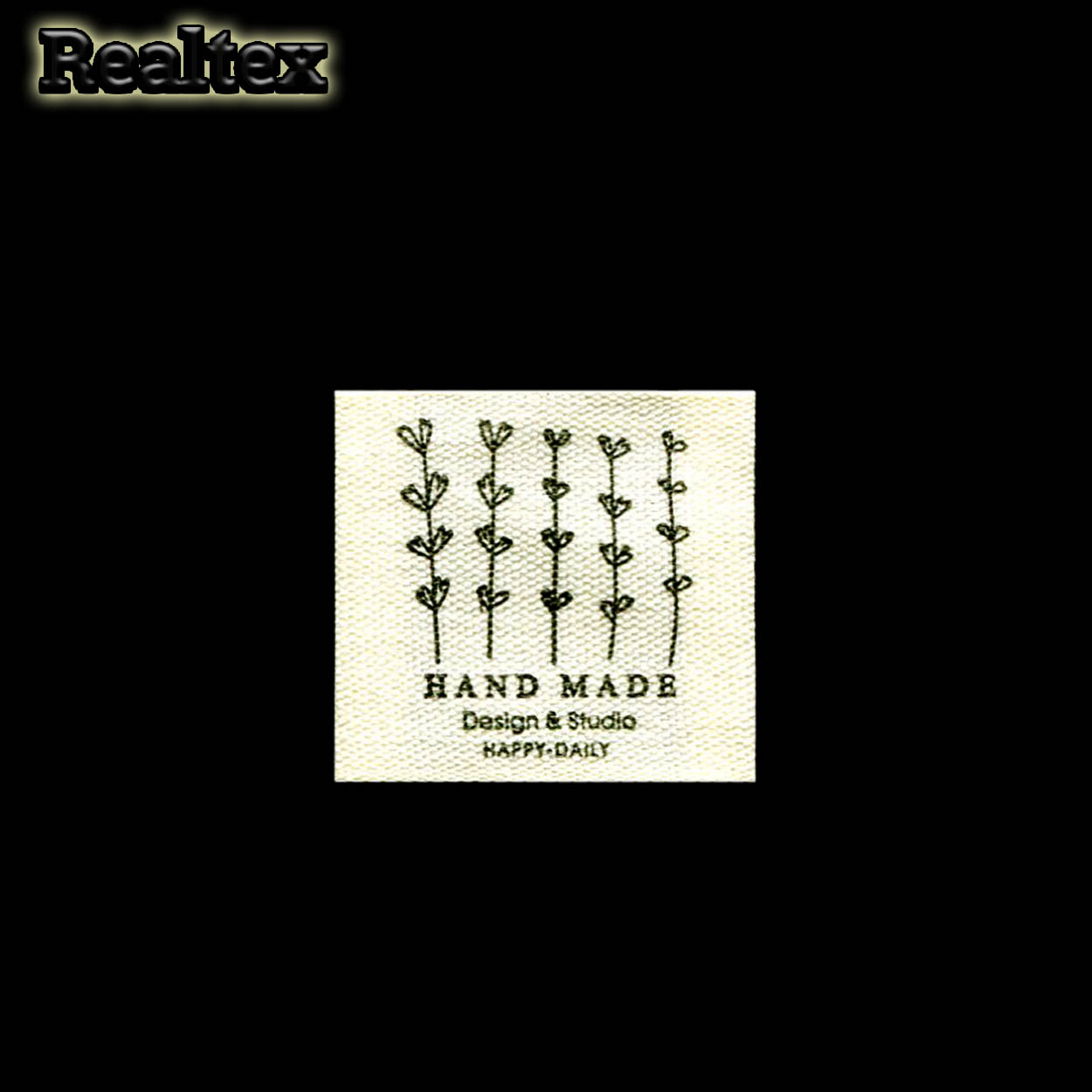 Бирка пришивная ткань Realtex №49 "HandMade" (25шт) цв.суровый