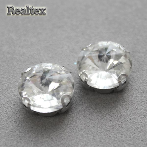 Стразы пришивные стекло в оправе Realtex "круг" 12мм цв.01 Crystal