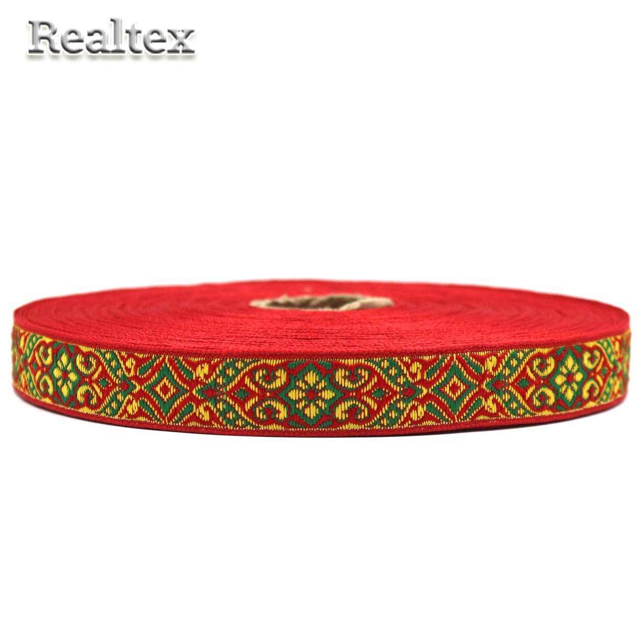 Тесьма жакардовая 18мм с1851г17 рис.9188 (25м) цв.красный/зеленый